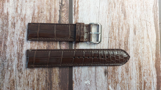 Brown Full Grain Crocodile Leather Strap For Sea Gull Watch