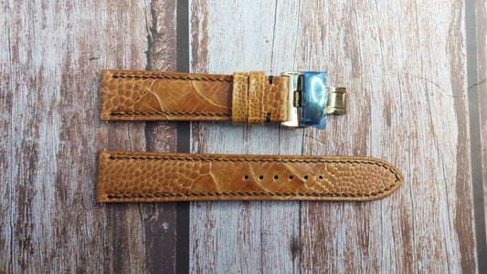 Light Brown Full Grain Ostrich Leg Leather Strap For Rolex Dayjust 36mm Watch