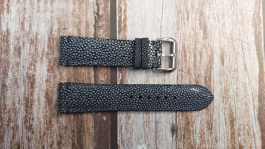 Black Full Grain Stingray Leather Strap For Unimatic Watch
