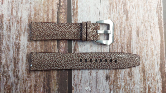 Brown Full Grain Stingray Leather Strap For Tissot Seastar 1000 Watch