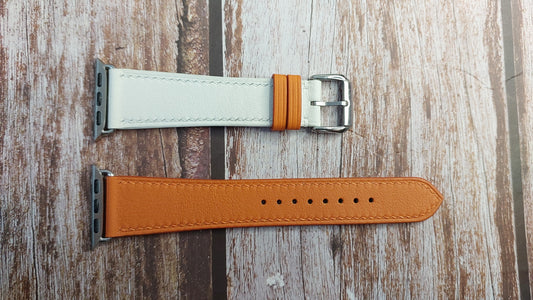 Orange/White Swift Leather Strap For Apple Watch Series 4 (40mm)