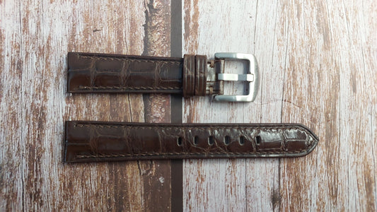 Brown Full Grain Crocodile Leather Strap For 1947 IWC Schaffhausen Portugieser Classic Swiss Vintage Gents Watch