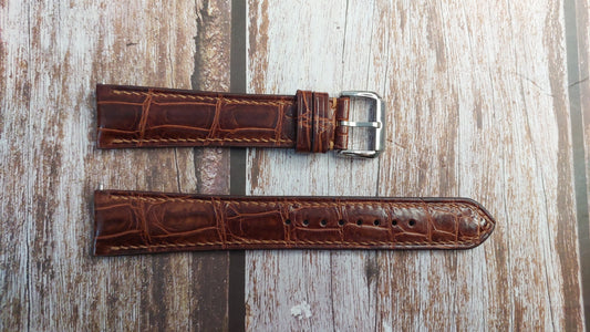 Reddish Brown Full Grain Crocodile Leather Strap For Montblanc Legacy Watch