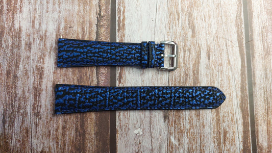 Blue Full Grain Shark Skin Leather Strap For Breitling Navitimer Watch
