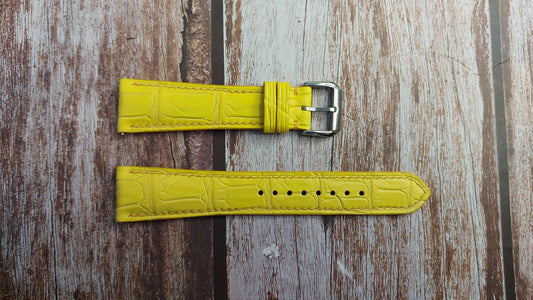 Yellow Full Grain Crocodile Leather Strap For Locman Watch