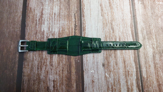 Green Full Grain Crocodile Leather Strap