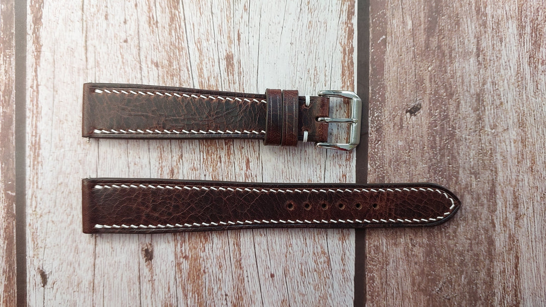 Dark Brown Badalassi Wax Leather Strap For Hruodland topgun Watch