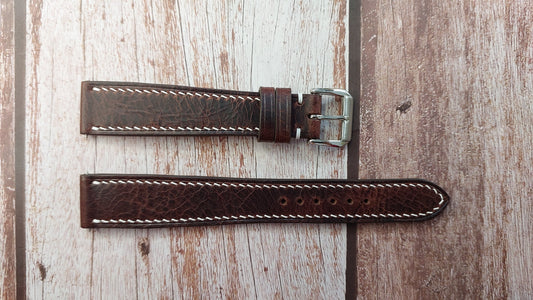 Dark Brown Badalassi Wax Leather Strap For Hruodland topgun Watch