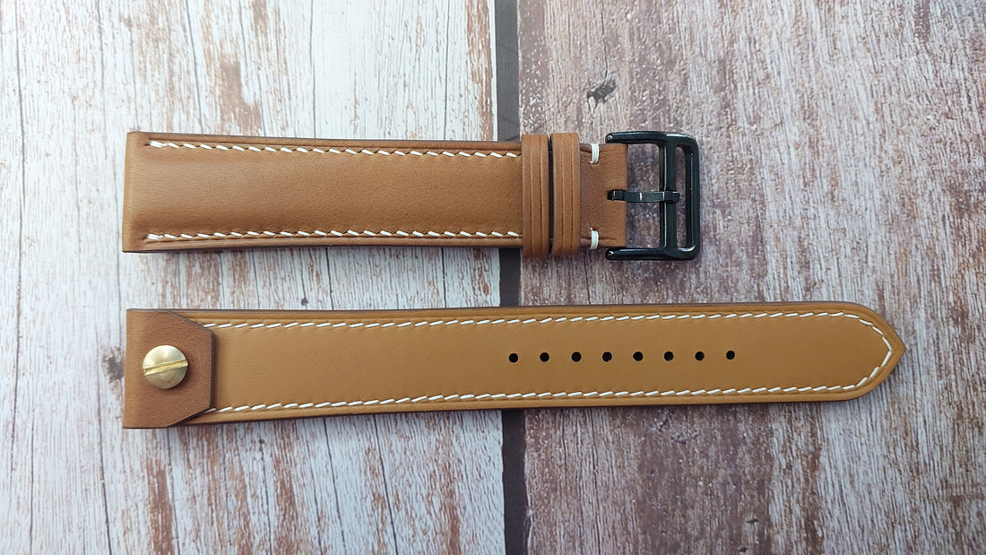 Brown Barenia Leather Custom Open Ended Strap For German Pilots Watch