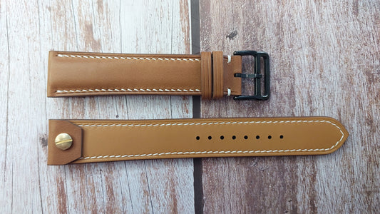 Brown Barenia Leather Custom Open Ended Strap For German Pilots Watch