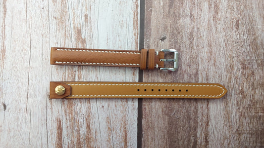 Brown Minerva Box Leather Custom Open Ended Strap For Freymuth Watch