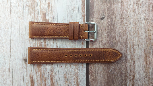 Cognac Badalassi Wax Leather Strap