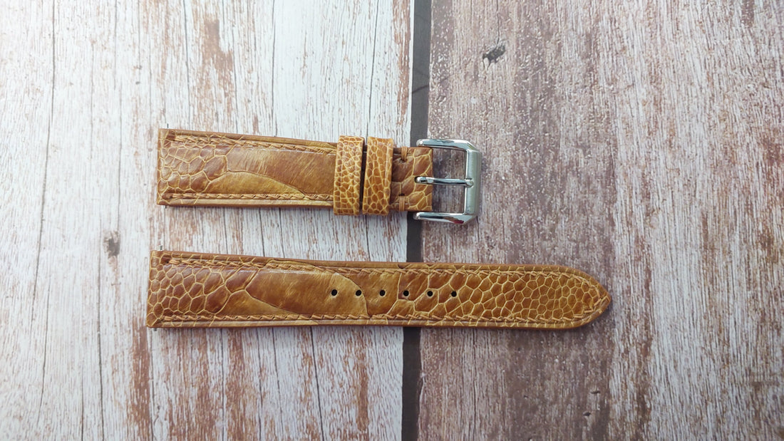 Light Brown Full Grain Ostrich Leg Leather Strap