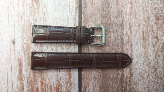 Brown Full Grain Crocodile Leather Strap