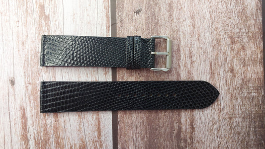 Black Full Grain Lizard Leather Strap For Cartier tank