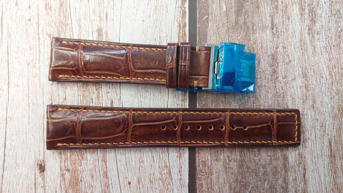 Reddish Brown Full Grain Crocodile Leather Strap For Avi-8 Cooperstown Watch