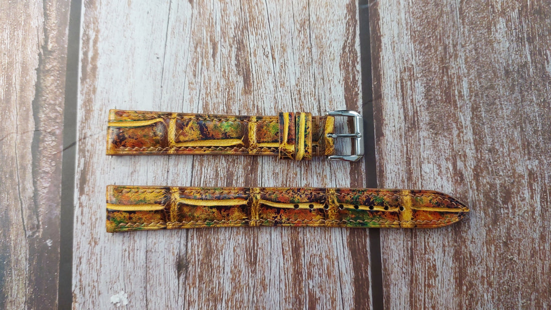 Mixing Dye Full Grain Crocodile Leather Strap For Seiko Watch