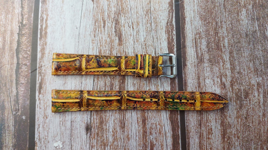 Mixing Dye Full Grain Crocodile Leather Strap For Seiko Watch