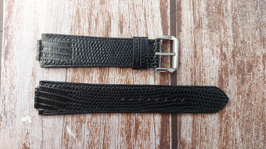 Black Lizard Leather Custom Notched Strap For Issey Miyake Vakio SILAH015 (Seiko) Watch