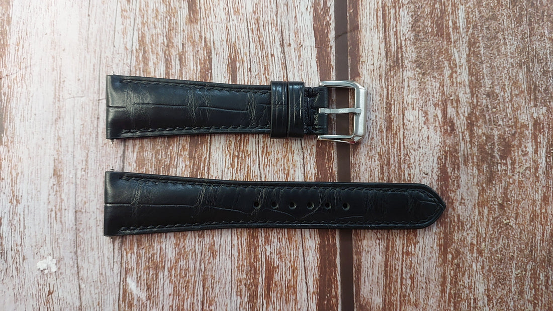 Black Full Grain Crocodile Leather Strap For IWC Portofino Watch