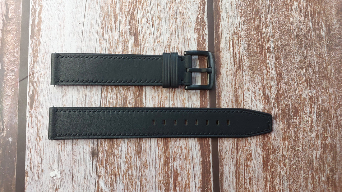 Black Swift Leather Strap For Seiko Alpinist Watch