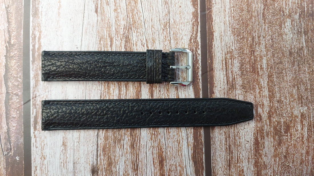 Black Full Grain Shark Skin Leather Strap For Seiko Alpinist Watch