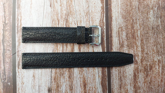 Black Full Grain Shark Skin Leather Strap For Seiko Alpinist Watch