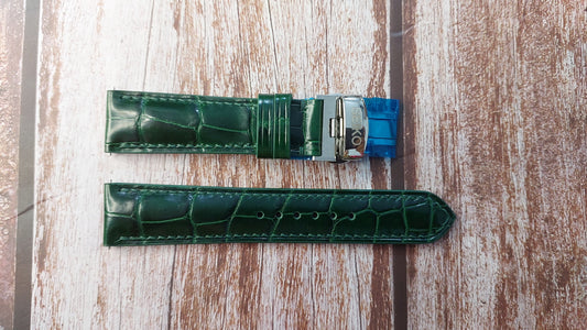 Green Full Grain Crocodile Leather Strap For Seiko 6r35-00A0 Watch
