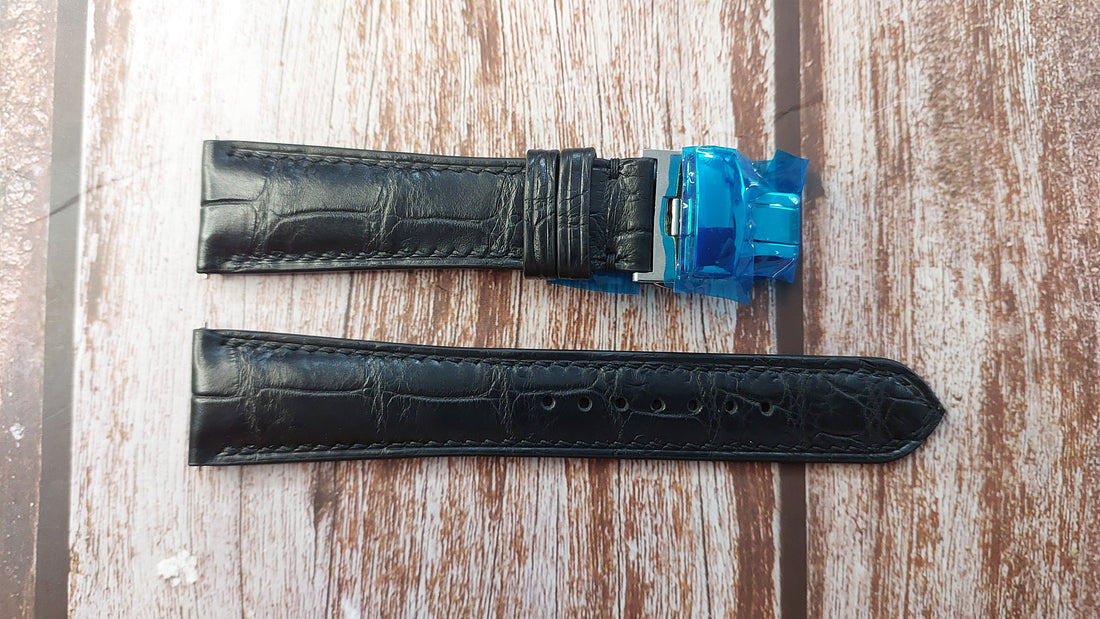 Black Full Grain Crocodile Leather Strap