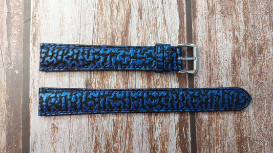 Blue Full Grain Shark Skin Leather Strap For Samsung Galaxy Watch 5 Pro