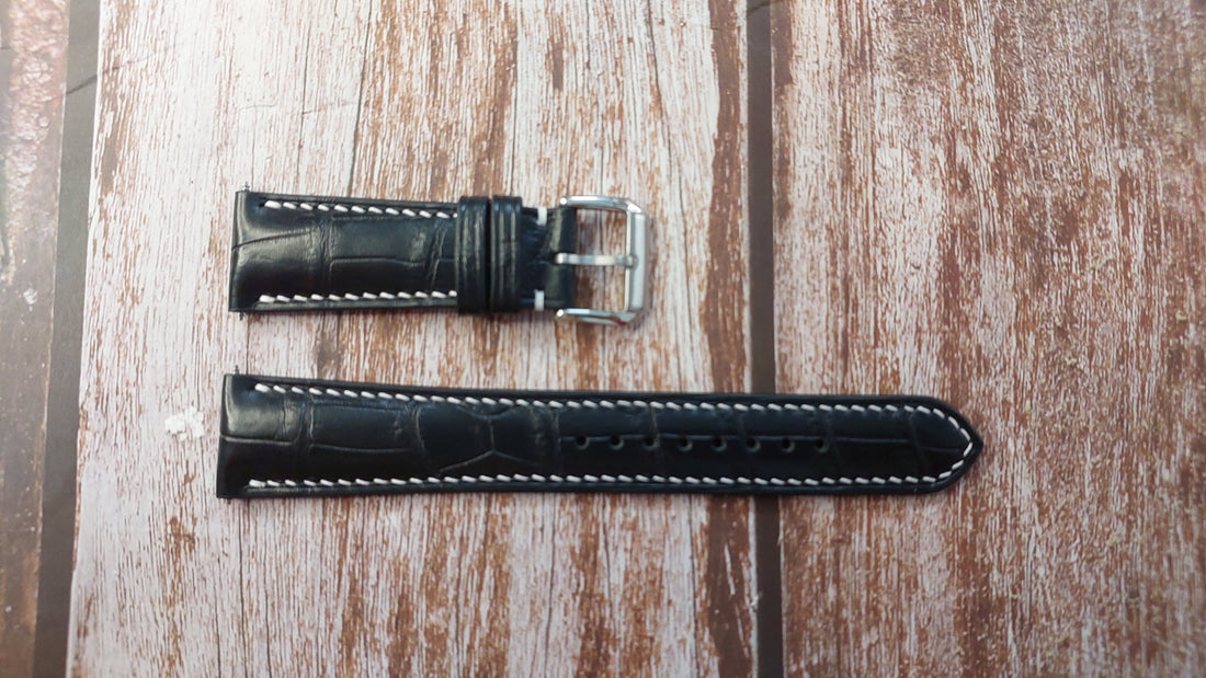 Black Full Grain Crocodile Leather Strap