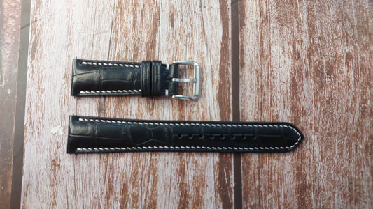 Black Full Grain Crocodile Leather Strap