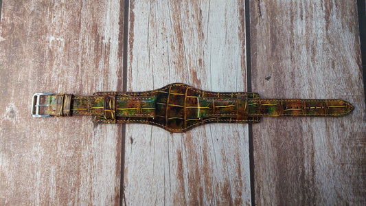 Mixing Dye Full Grain Crocodile Leather Strap For Oris complicated Watch