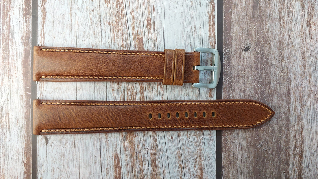 Cognac Badalassi Wax Leather Strap For Tissot PRS 516 Chrono & Tissot Seastar Watch