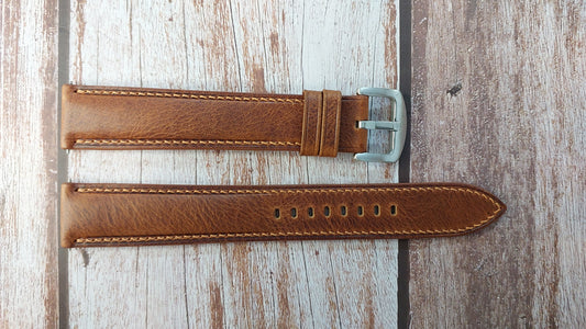 Cognac Badalassi Wax Leather Strap For Tissot PRS 516 Chrono & Tissot Seastar Watch