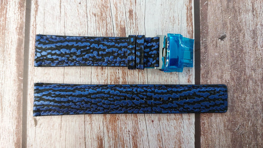 Blue Full Grain Shark Skin Leather Strap For Ocean Crawler Watch