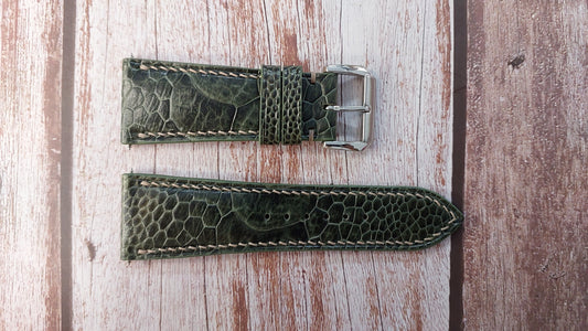 Moss Green Full Grain Ostrich Leg Leather Strap For Panerai Radiomir 268 Watch