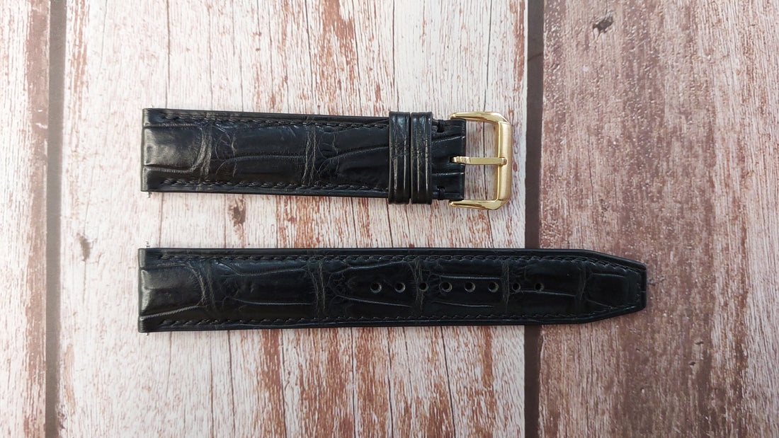 Black Full Grain Crocodile Leather Strap For Tissot Goldrun Sapphire 18k (Men's) Watch