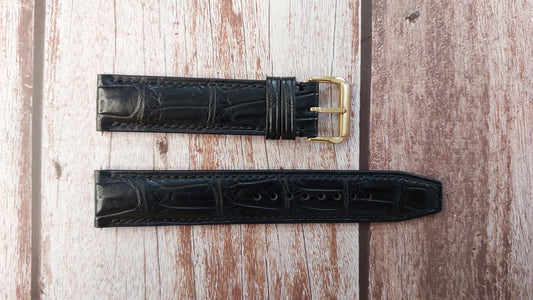 Black Full Grain Crocodile Leather Strap For Tissot Goldrun Sapphire 18k (Men's) Watch