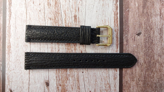 Black Full Grain Shark Skin Leather Strap
