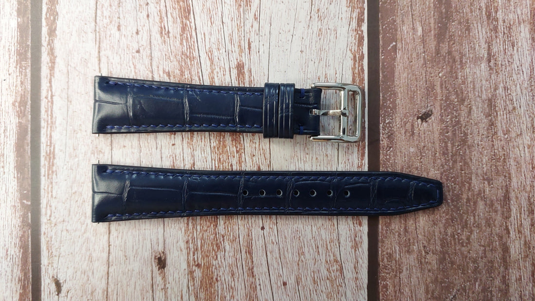 Dark Blue Full Grain Crocodile Leather Strap