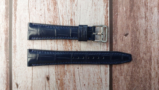 Dark Blue Full Grain Crocodile Leather Strap