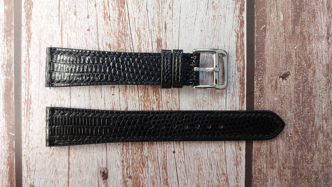 Black Full Grain Lizard Leather Strap