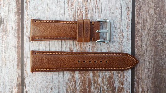 Cognac Badalassi Wax Leather Strap For Citizen Eco Drive Watch