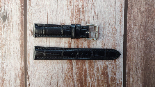Black Full Grain Crocodile Leather Strap For Ball Fireman Automatic Silver Dial Ladies Watch