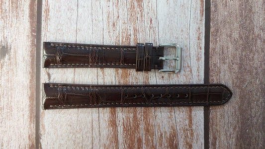 Brown Full Grain Crocodile Leather Strap For Zenith Watch