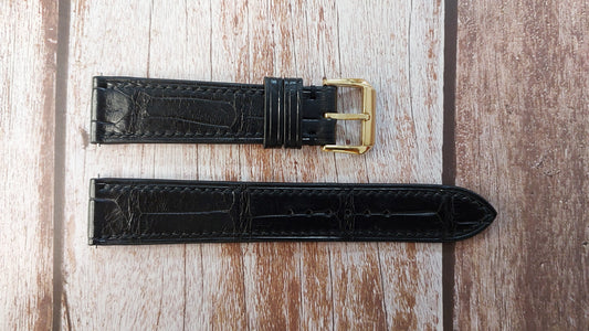 Black Full Grain Crocodile Leather Strap For Junghans Max Bill Watch