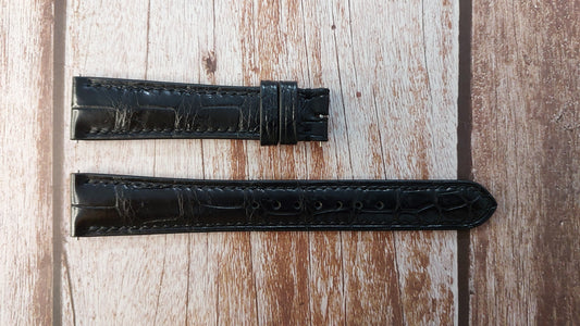 Black Full Grain Crocodile Leather Strap For Vintage King Seiko Watch