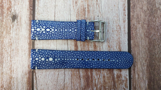 Blue Full Grain Stingray Leather Strap For Panerai Radiomir Black Seal Watch
