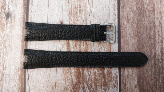 Black Sharkskin Leather Custom Notched Strap For Versace 121918840976 Watch